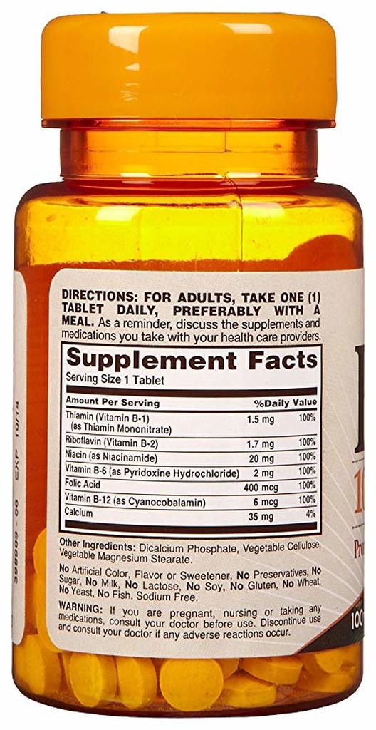 Sundown Naturals Vitamin B-Complex Recommended Daily Value Tablets - 100 count