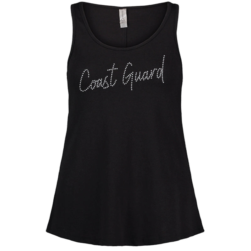 Coast Guard Womens Rhinestone Paris Flowy Tank Top