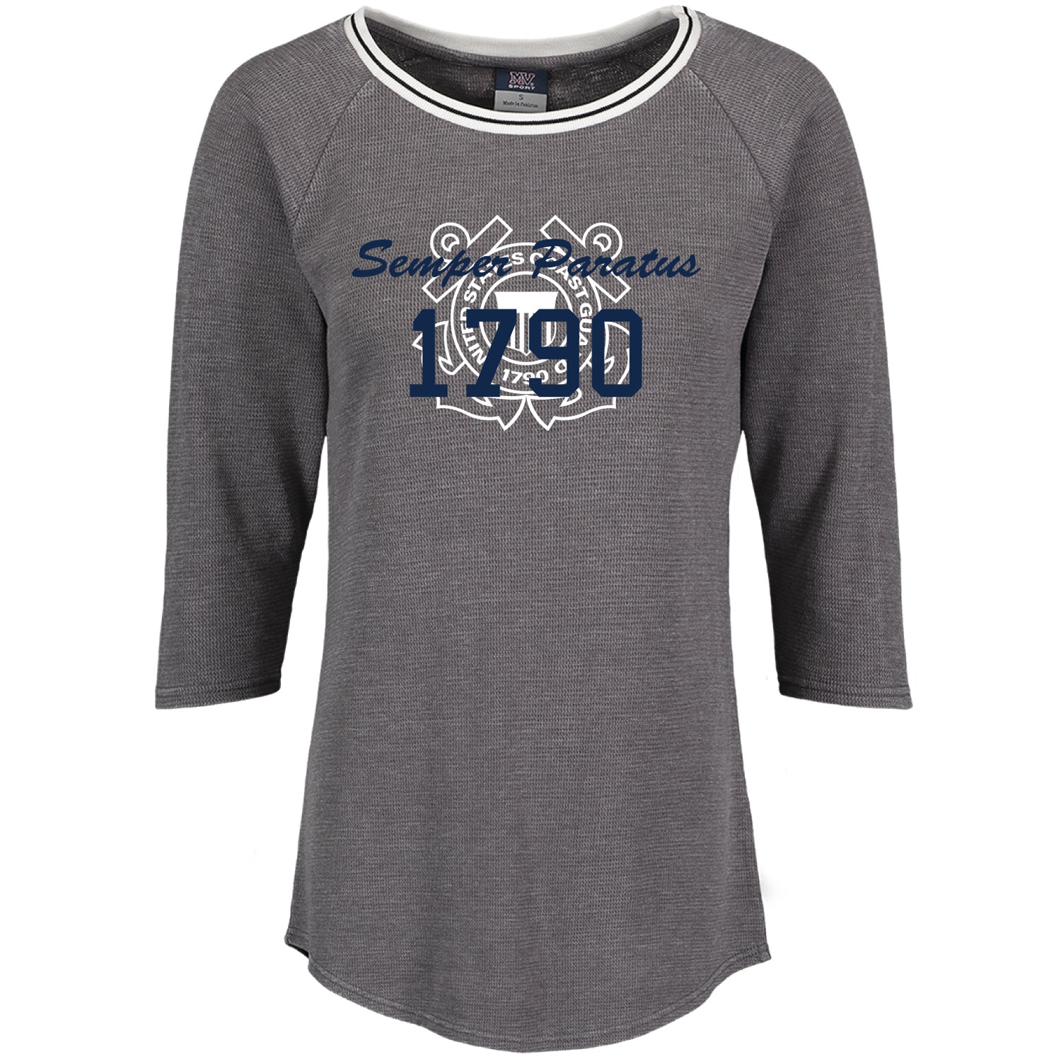 Coast Guard Womens Anchor Emblem 3/4 Short Sleeve T-Shirt