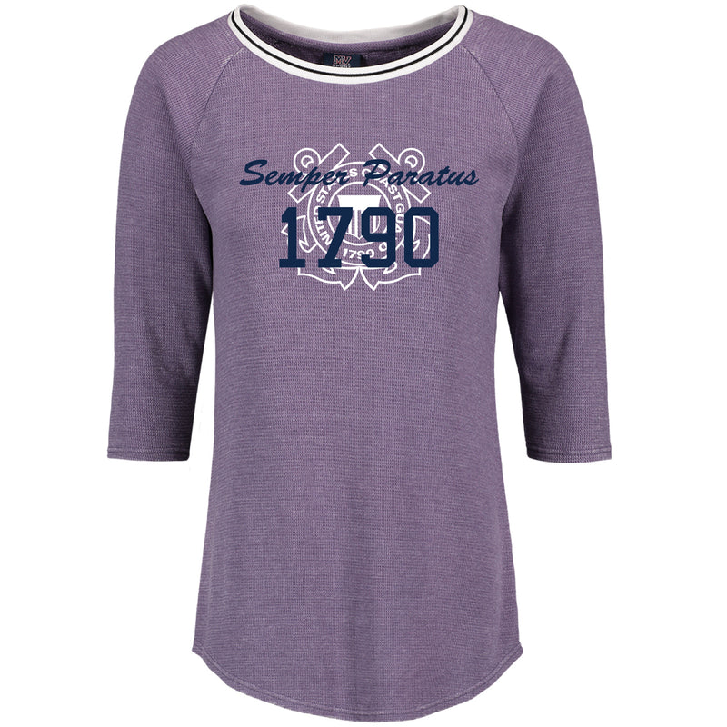 Coast Guard Womens Anchor Emblem 3/4 Short Sleeve T-Shirt