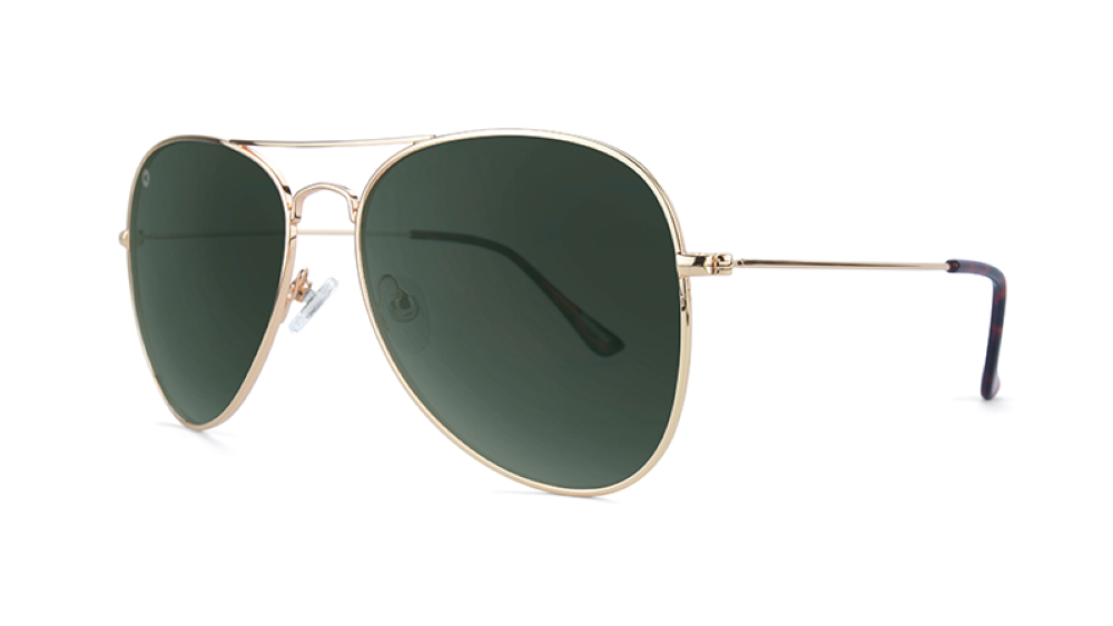 Knockaround Mile Highs Gold Metallic Frame - Aviator Green Lens - Polarized Sunglasses