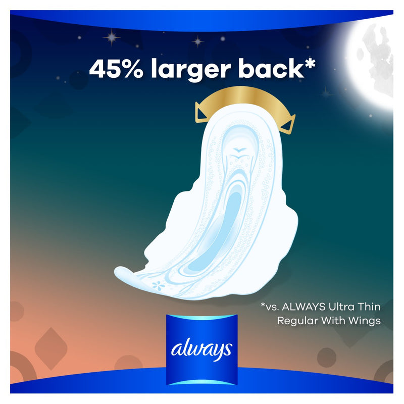 Always Ultra Thin Overnight Pads with Wings - 14 Count