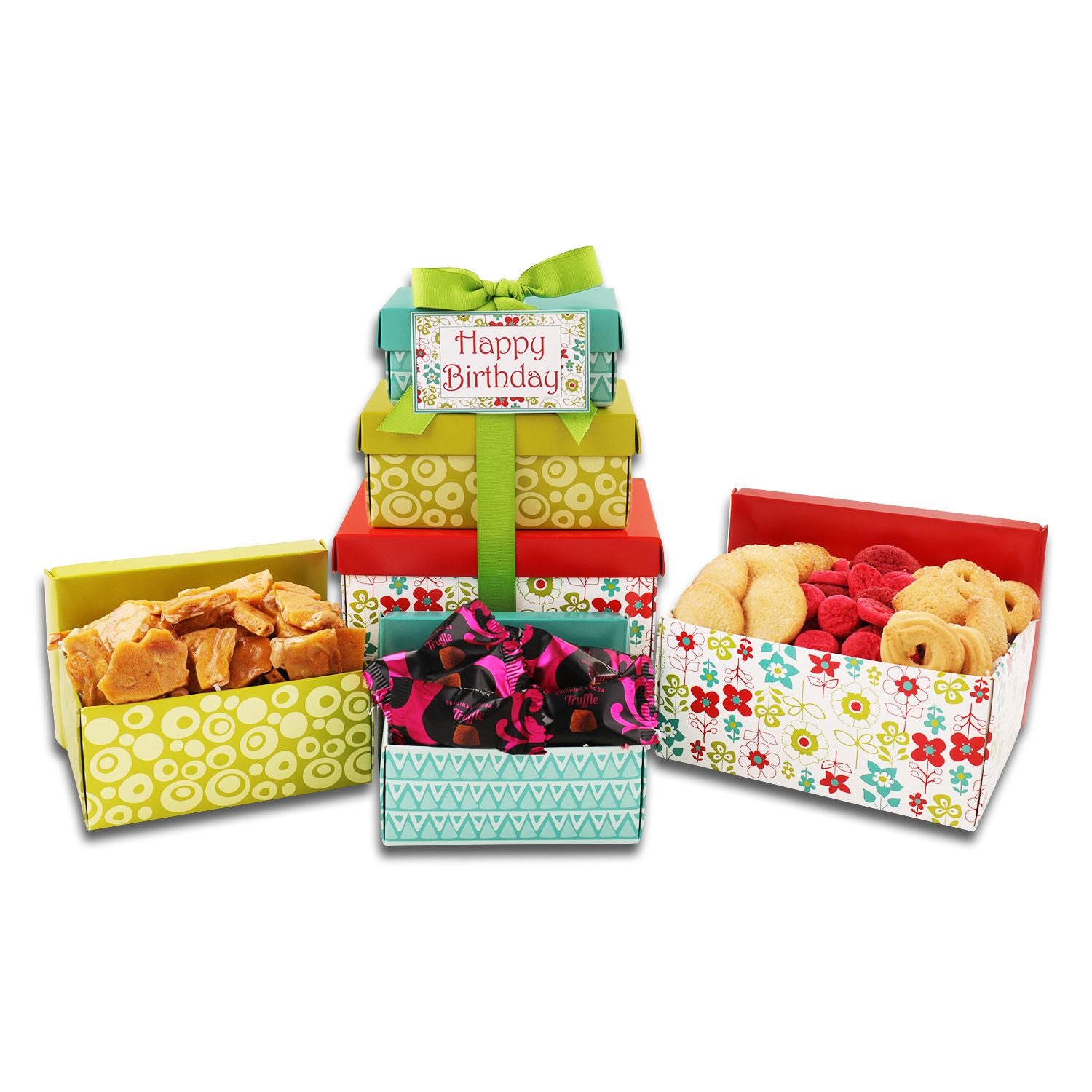 Alder Creek Gift Baskets - Happy Birthday Treats Gift Tower