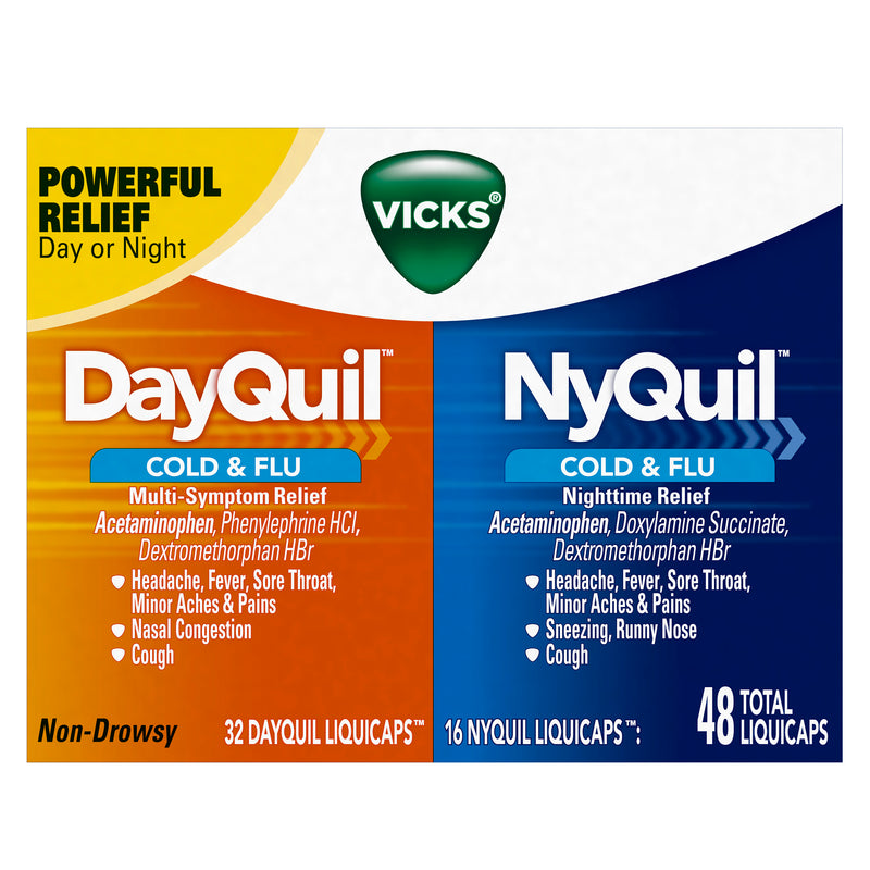 Vicks DayQuil & NyQuil Cough, Cold & Flu Relief Combo LiquiCaps - 48 Count