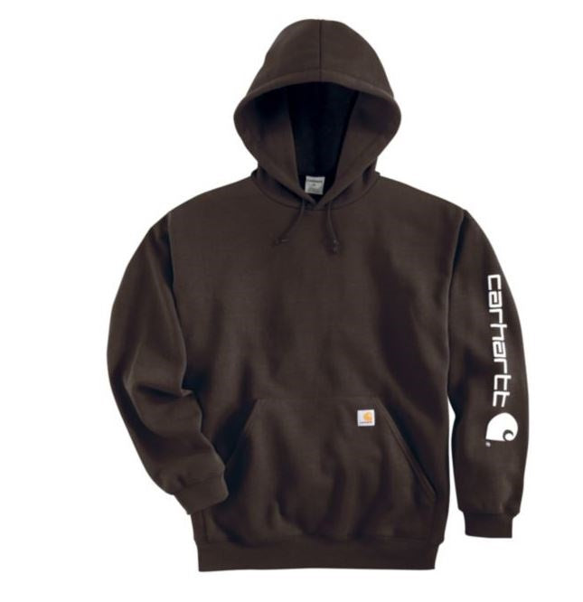 Carhartt brown signature sleeve logo hoodie Clearance