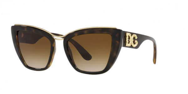 Dolce & Gabbana Cat Eye Havana Frame - Gradient Brown Lens - Non Polarized Sunglasses