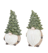 Evergreen Ceramic Gnome Garden Statuary with Shimmering Oversized Christmas Tree Hat
