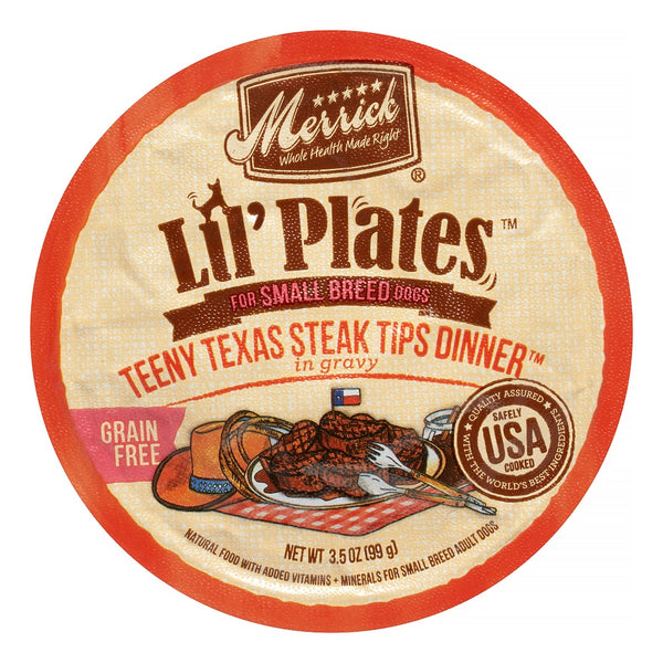 Merrick Lil' Plates Teeny Texas Steak Tips Dinner Grain Free Wet Dog Food - 3.5 oz.