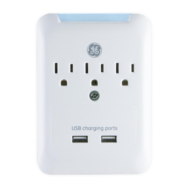 GE 3-Outlet 2 USB Rapid Charging Port Pro Surge Protector Tap