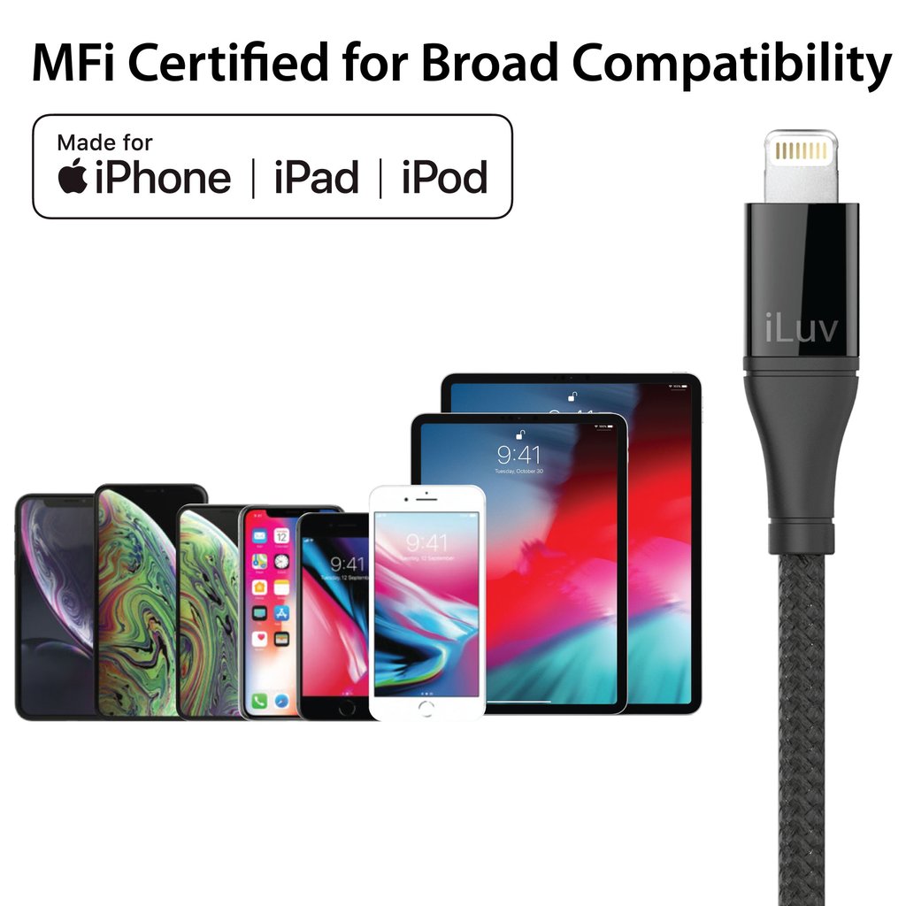 iLuv 3ft Fast Charging USB-C to Lightning Cable