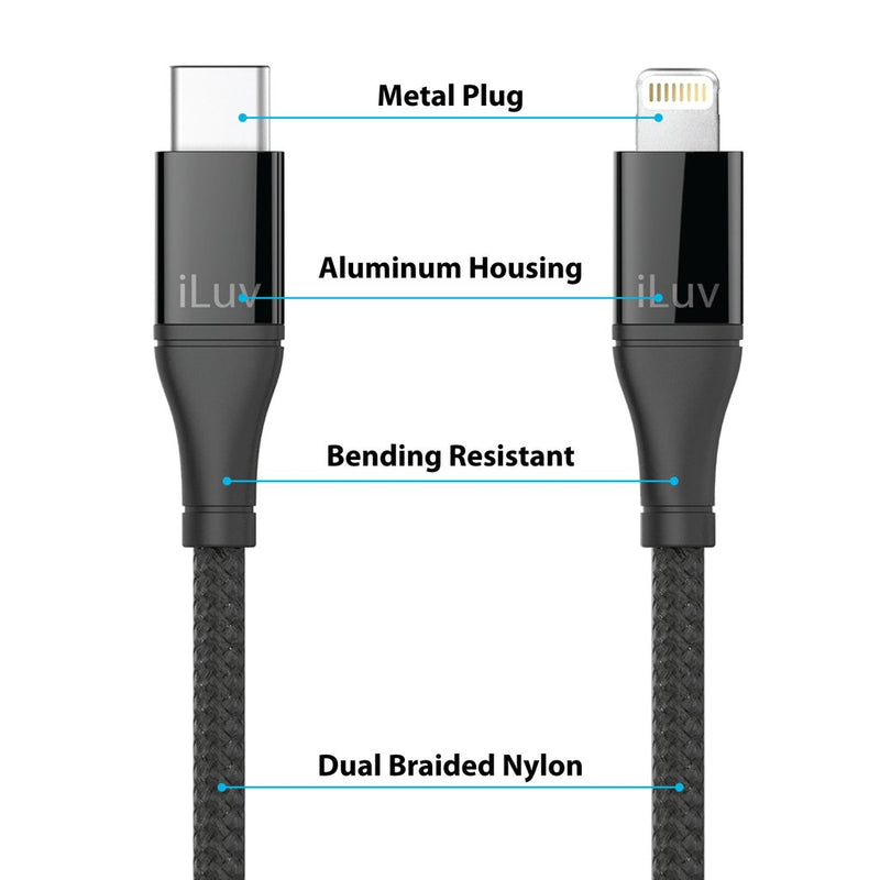 iLuv 3ft Fast Charging USB-C to Lightning Cable