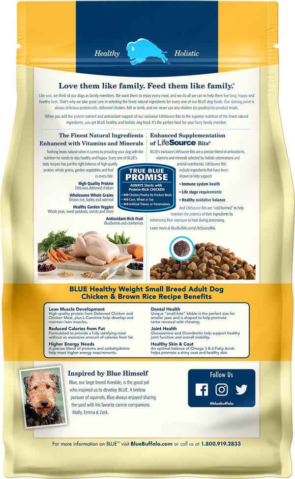 Blue Buffalo Life Protection Formula Small Breed Healthy Weight Adult Chicken and Brown Rice Recipe Dry Dog Food - 6 lbs.