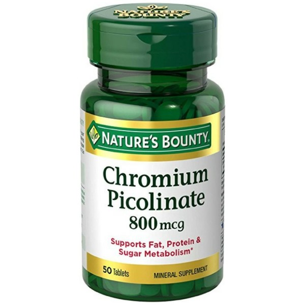 Nature's Bounty Mineral Supplement Chromium Picolinate Mega Tablets - 800mcg - 50 Count