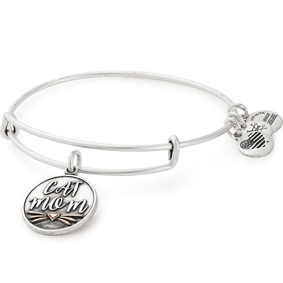 Alex and Ani Cat Mom Two-Tone Charm Bangle Bracelet