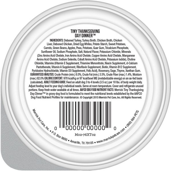 Merrick Lil' Plates Tiny Thanksgiving Day Dinner in Gravy Grain Free Wet Dog Food - 3.5 oz.