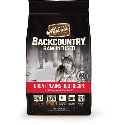 Merrick Backcountry Raw Infused Great Plains Red Recipe with Beef, Lamb & Rabbit Grain Free Dry Dog Food - 4 lbs.