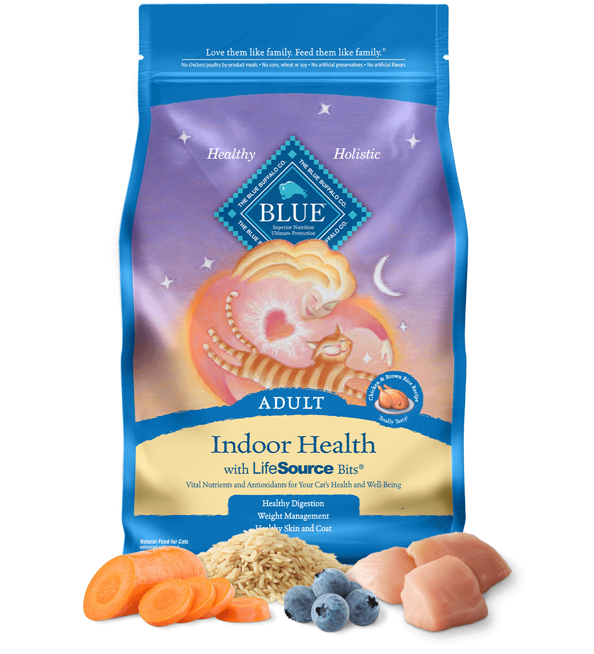 Blue Buffalo Indoor Health Chicken and Brown Rice Recipe Adult Dry Cat Food - 15 lbs.