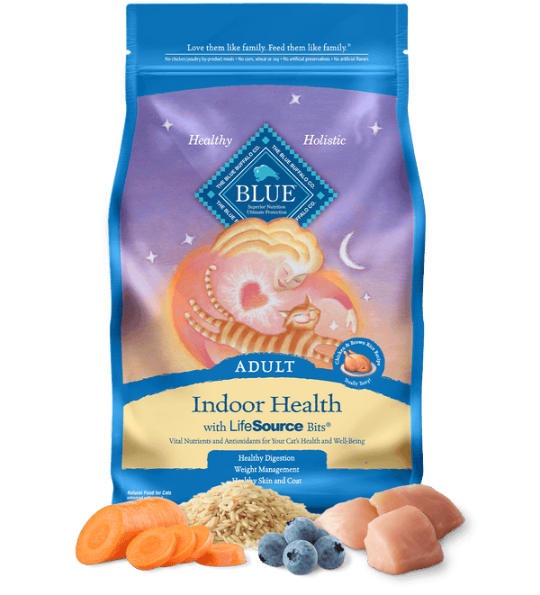 Blue Buffalo Indoor Health Chicken and Brown Rice Recipe Adult Dry Cat Food - 15 lbs.