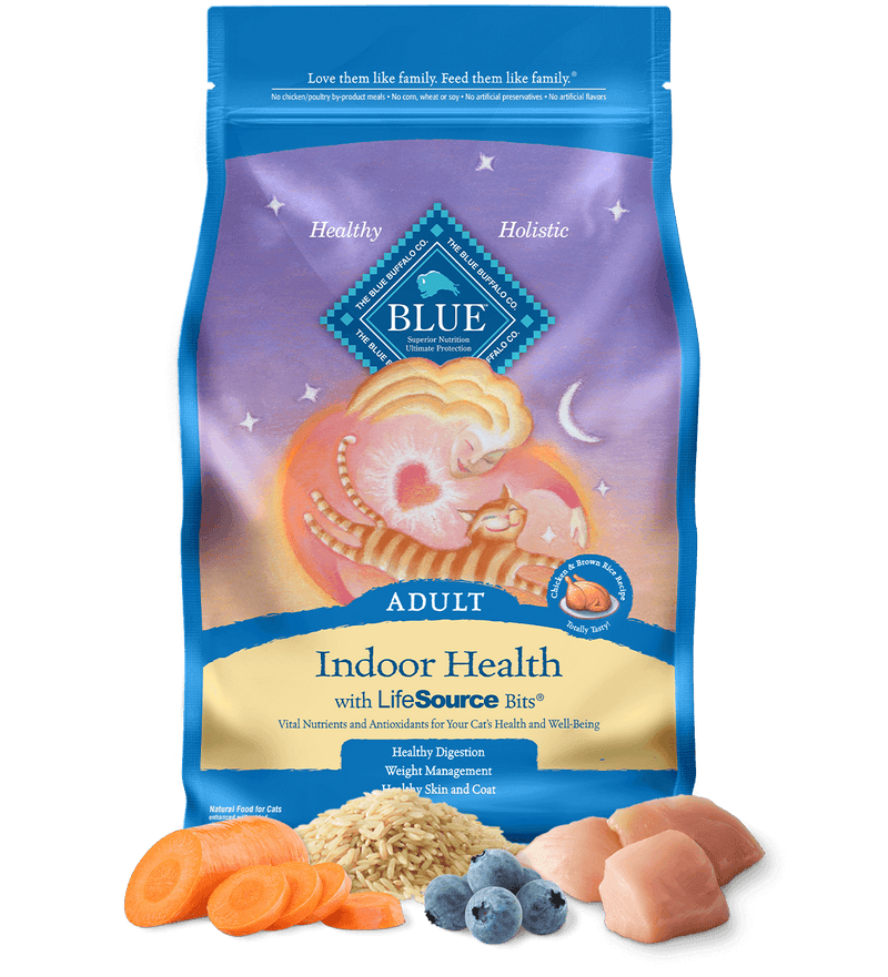 Blue Buffalo Indoor Health Chicken and Brown Rice Recipe Adult Dry Cat Food - 15 lbs.