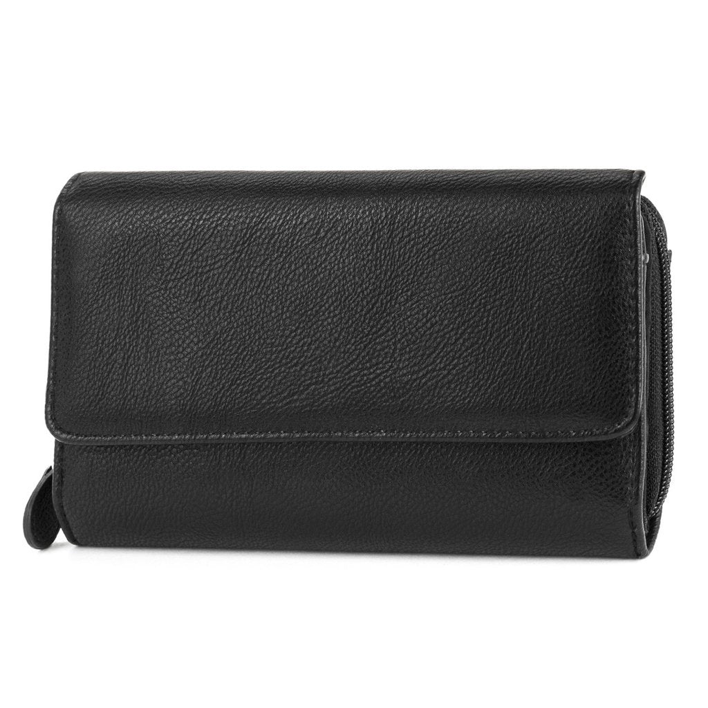 Mundi Big Fat Pebble Black Wallet Clutch Organizer With Change Pocket