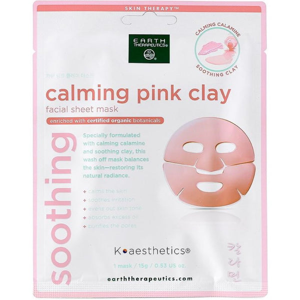 Earth Therapeutics Calming Pink Clay Facial Sheet Mask