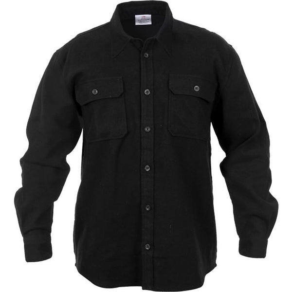 Rothco Mens Heavy Weight Solid Flannel Long Sleeve Polo Shirt - Size 2XL - 4XL