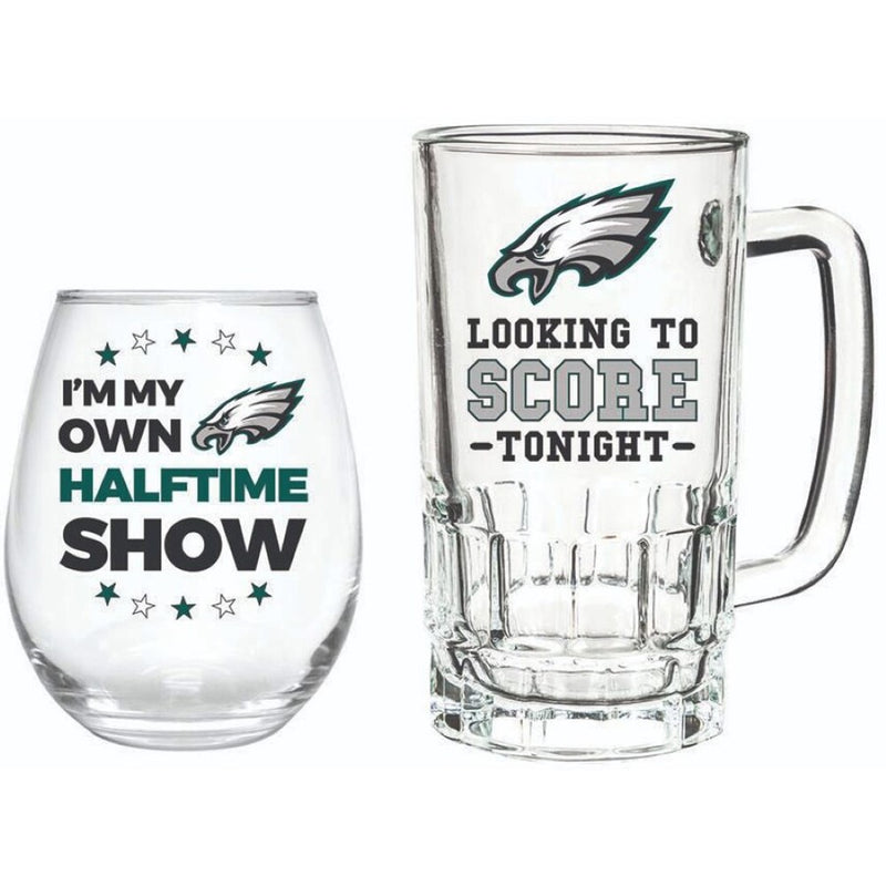 Team Sports America Philadelphia Eagles Beer Mug & Stemless Wine Glass Gift Set