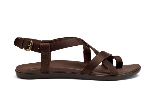 OluKai Womens 'Upena Leather Slingback Sandal