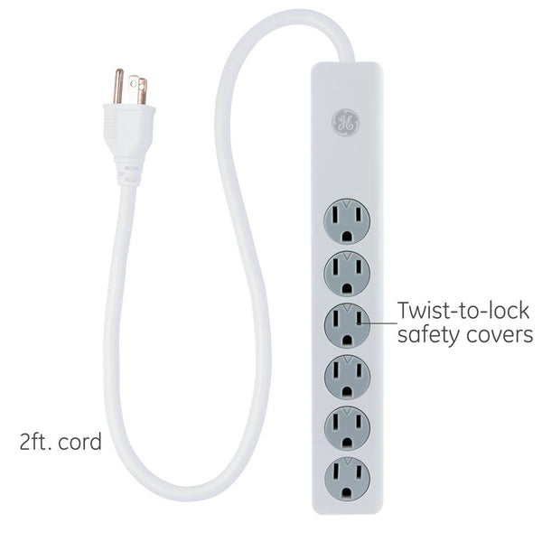 GE 6-Outlet Surge Protector with 2 ft. Cord