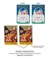 Evergreen Whimsical Seasonal Suede Garden Flag - Set of 8